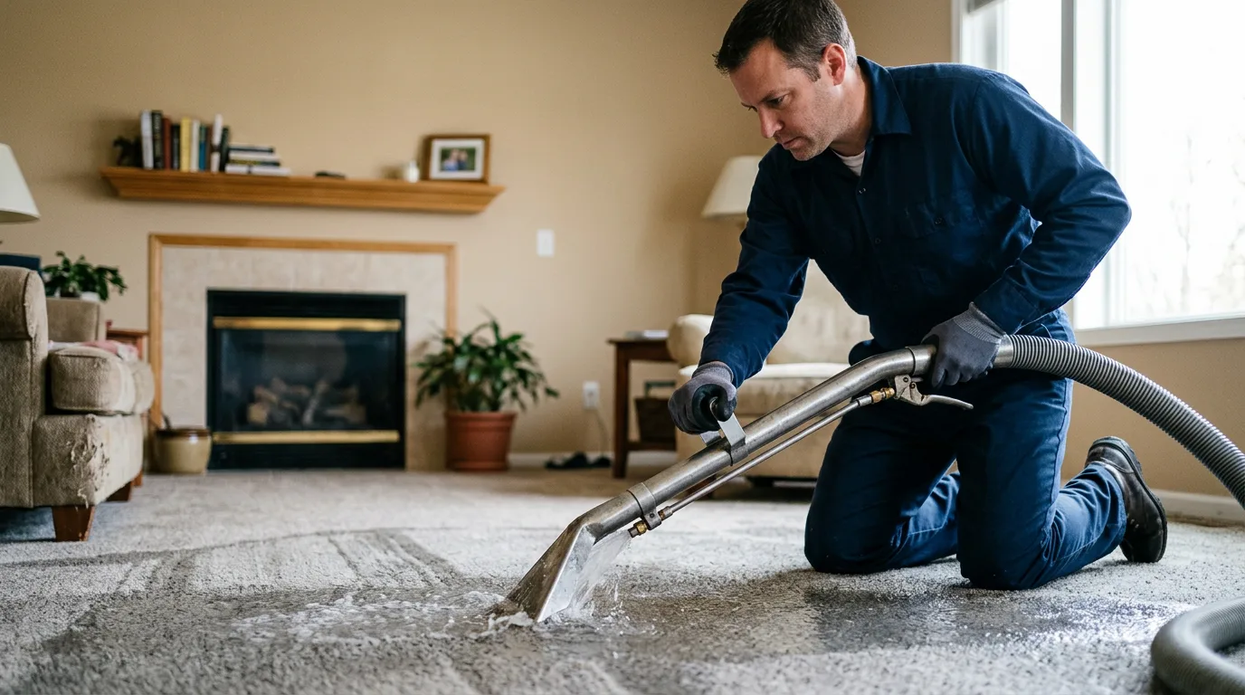 Water damage restoration technician working near Wales, AK